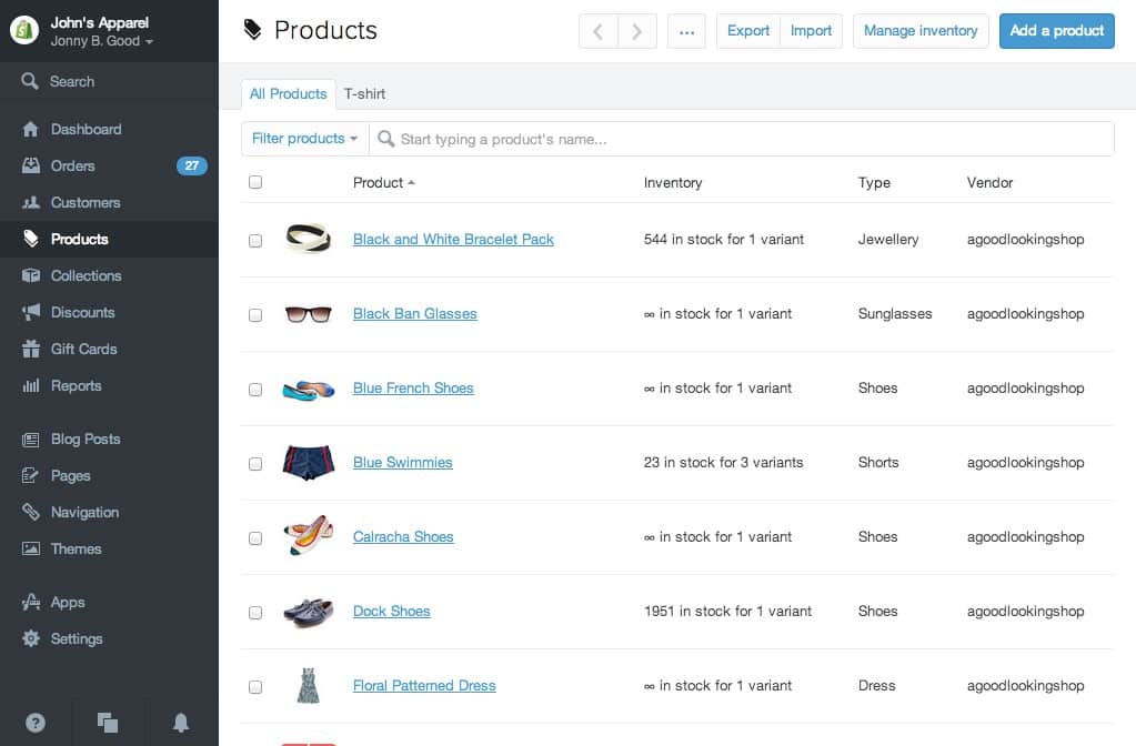 shopify inventory