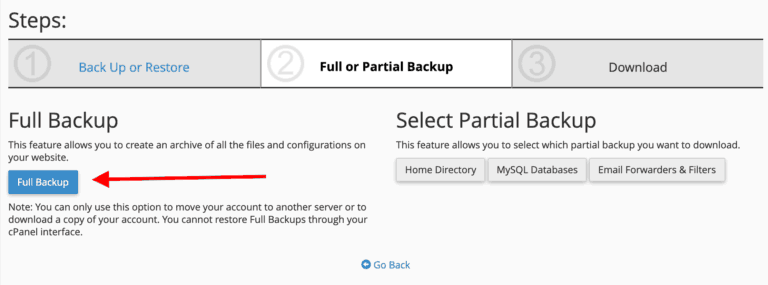 full or partial backup