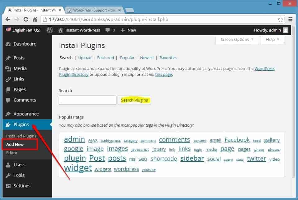 Wordpress Add New Plugins