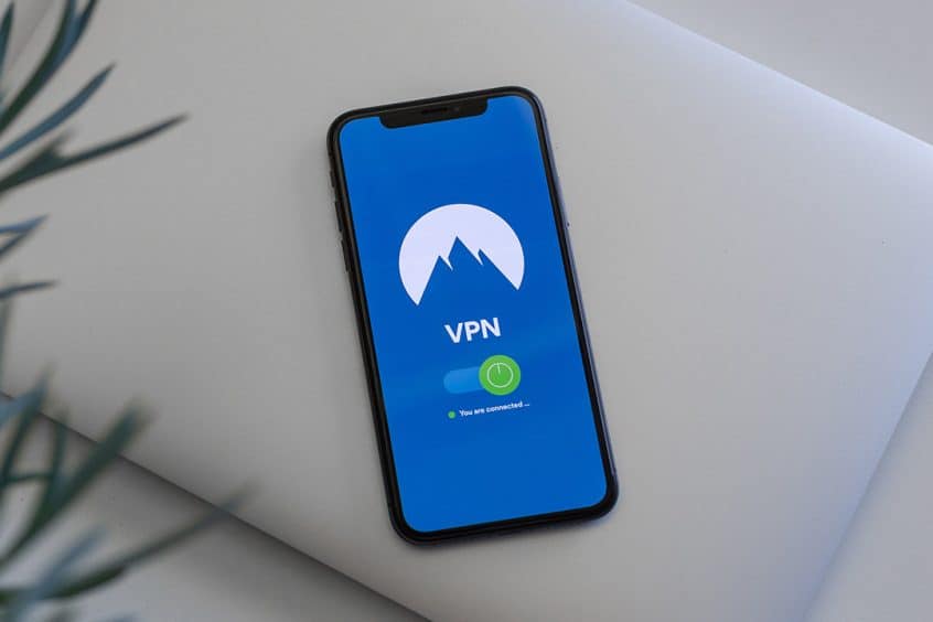 Android phone with VPN on screen