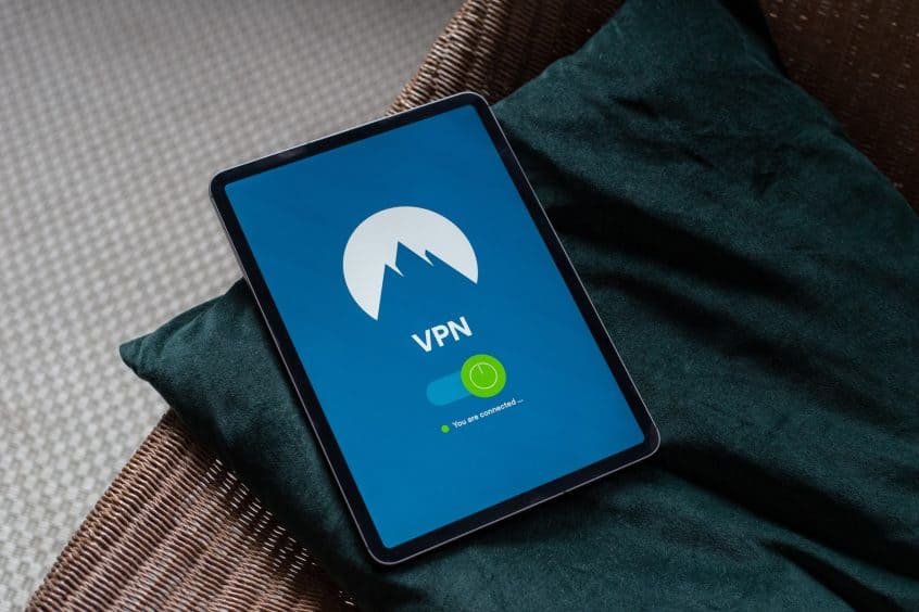 Android tablet with a VPN on screen